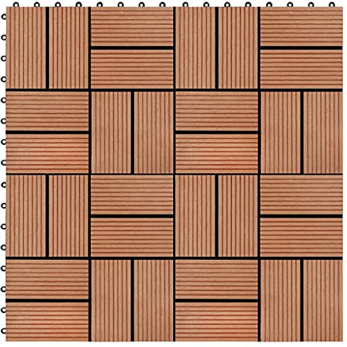 LAPOOH Carreaux de terrasse 22 pcs 30 x 30 cm 2 m² WPC Teck,Caillebotis Exterieur,Dalle Terrasse Exterieur