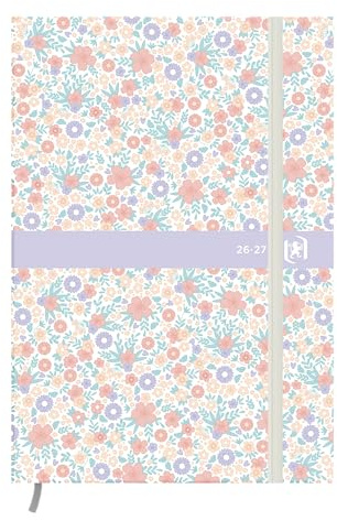Agenda Scolaire 2025-2026 Oxford Flowers 12x18cm 1 jour par page 352 pages Violet
