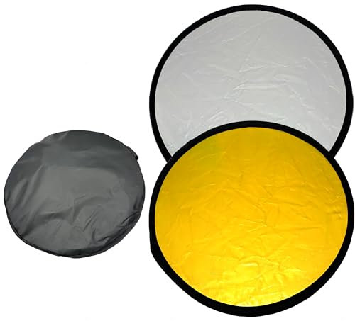 Generic Réflecteur de photographie de 60 cm, doré et argenté, 2 en 1, pliable, portable, illumine la surface pour selfies, photographie, photo