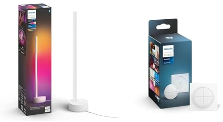 Philips Hue Gradient Signe Tischleuchte weiß 730lm & Tap Dial Switch Drehschalter, weiß, personalisierbar via Hue App, Zubehör