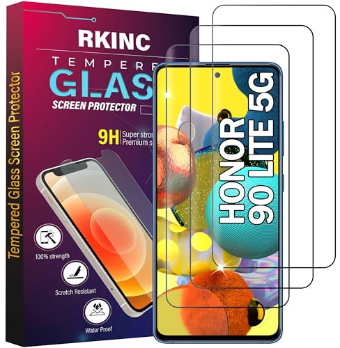RKINC Screen Protector [3-Pack] for Honor 90 Lite, Tempered Glass Film Screen Protector, 0.33mm [LifetimeWarranty][Anti-Scratch][Anti-Shatter][Bubble-Free]