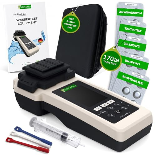 Harren24 Poollab 2.0 Elektronischer Pooltester für Chlor und pH-Wert inkl. 200 Testtabletten (mit DPD1 + pH)