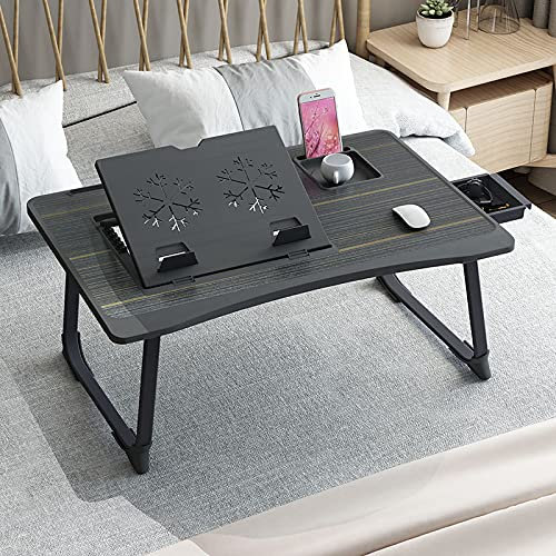 CVNIMV Faltbarer Laptop-Betttisch, Schoßschreibtischständer, Notebookständer, Lesehalter, Tablet-Ständer oder Zeichentisch, leichtes, langlebiges, tragbares Design, weißer Ahorn (schwarz)