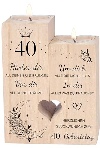 40 Geburtstag Frau Mann，Kerzenständer，40 Geburtstag Deko Geschenkideen，Geburtstagsgeschenk für Vater, Mama, Frau，Schwester, Freundin