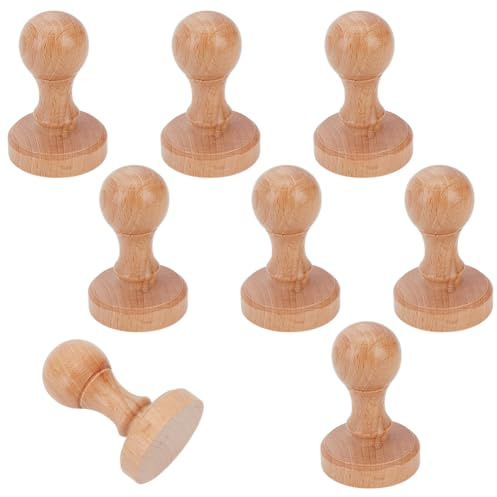 WEBEEDY 8 STK. Stempel Holzgriff Holzrunde Gummi Stempel Bastelstempel Schubladengriffe Und Knöpfe Holzstempelgriff Für DIY Basteln Scrapbooking (3.9x6.1cm,40mm)