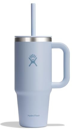 HYDRO FLASK - Travel Tumbler 709 ml (24 oz) with Closable Press-In Straw Lid - Stainless Steel - Double Wall Vacuum Insulated - Splash resistant lid - Surf