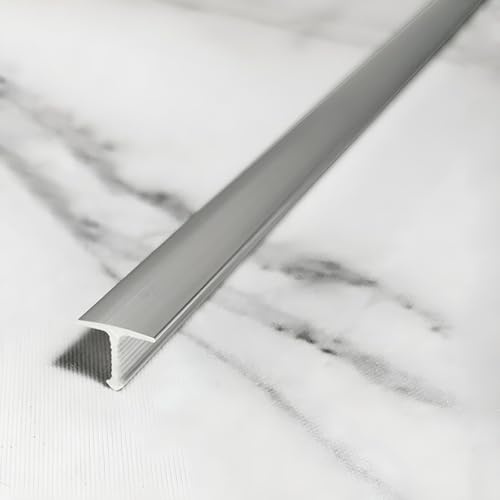 Raouoae Tiras De Transición De Aluminio para Suelos Laminados, Vinílicos Y Parquet, 125cm, 2 Piezas, Perfiles En Forma De T, Tira De Borde para Puerta, Solución Duradera para Suelos(Silber,Breite: 10