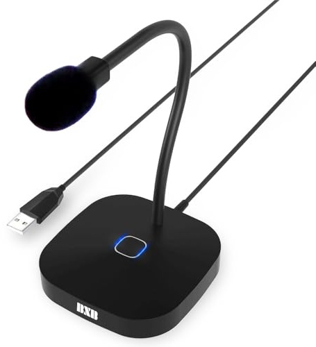 BXB Microfono USB per computer, microfono a condensatore Plug & Play con pulsante Mute e LED, cancellazione del rumore, compatibile con Windows e Mac, perfetto per podcasting, giochi, registrazione e