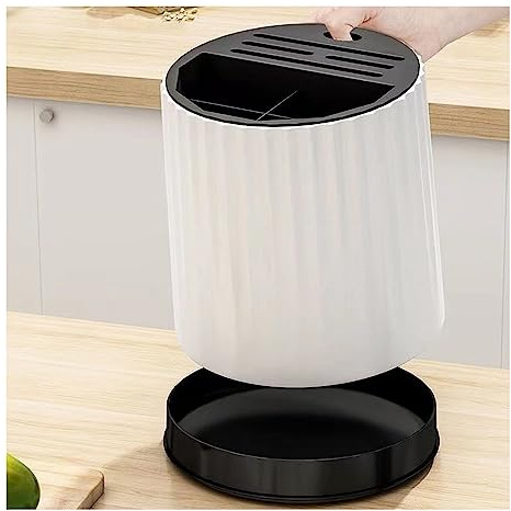 Portacoltelli Girevole a 360 Gradi per Bancone della Portautensili da Multifunzionale in Plastica, Blocco Coltelli di Grande Capacità, Organizzatore di Coltelli