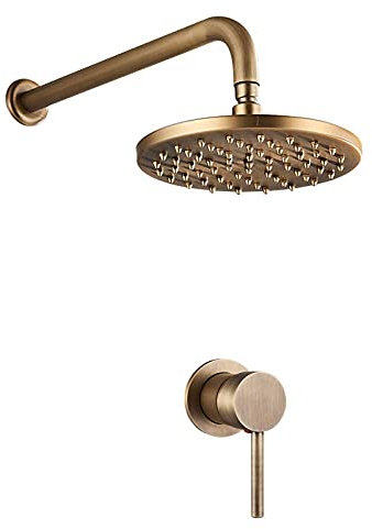 ZDLHGYBS Shower system Antique Brass Concealed Shower Rainfall Shower Single Dual Handles Mixer Tap Hot Cold Water Mixer Tap Bath Shower,Black Two Handle