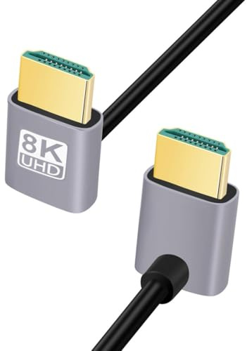 chenyang Cable HDMI 2.1, HDMI conector en ángulo de 90 grados hacia arriba macho a macho en ángulo de 90 grados hacia abajo 8K@60Hz 4K@120Hz 48Gbps cable Ultra-Alta-Velocidad chapado en oro 0,5M