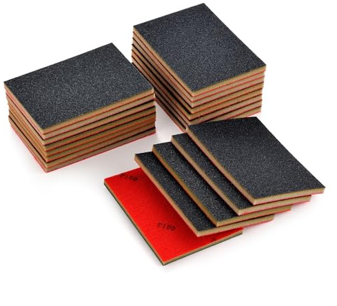 MAXMAN Schleifschwämme Set, 20 Stück Reusable Flexibles Schleifklotz, 180 Körnung Handschleifblöcke, Schleifklotz 75x100mm, Schleifpads Für Effortless Metal, Holz, Farbe, Modell & Möbel