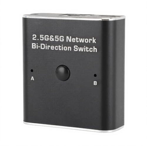 Commutateur Réseau 2 Ports RJ45 2,5G 5G, Commutateur Bidirectionnel 2 en 1 Sortie ou 1 Entrée 2 Sorties, Adaptateur de Commutation de Réseau Interne Externe Bidirectionnel,