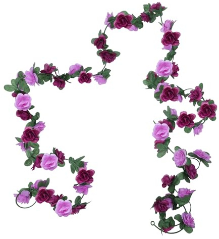 CAPASTEC 4 Stück Künstliche Blume Girlanden Rosengirlande 220cm Blumengirlande Hängende Pflanze für Blumenwand Deko Hochzeit Garten ZäUne Party Lila