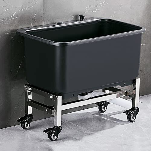 Slop Sinks,Movable Floor Mop Sink with Rollers, Balcony Bathroom Mop Service Basin Heavy Duty Slop Sinks, Multipurpose Sink for Garage or Shop
