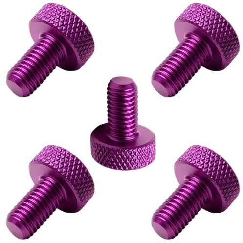 PrecisionGeek Set med 5 stycken platta räfflade skruvar M4 x 10 mm (lila)