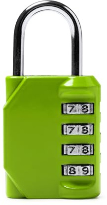 Candado con combinación de 4 dígitos. Cuerpo y asa de acero inoxidable para Gimnasio, Armario, Maleta de Fácil de uso y reseteo (Verde)
