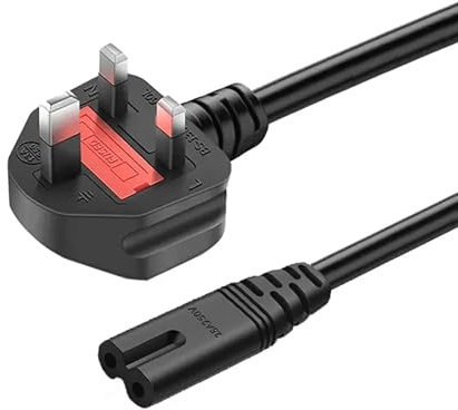 IndoTeam Figure 8 Power Lead – 1.5m length – C7 Power Cable with UK Plug (BS1363 to IEC 60320C7) - Power Cables 2 Pin – 2 Pin TV Power Cable Mains Power Lead Fig 8 for TV Printer Hi-Fi Charger PS4 PS3
