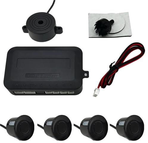 Sensor De Aparcamiento Kit De Sensor De Estacionamiento para Automóvil con 4 Zumbadores Y Radar Marcha Atrás Universal Alerta Sonora Kit De Sensor De Aparcamiento(Negro)
