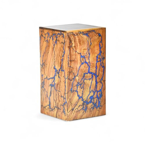 Handgefertigte Urne aus Holz für Asche – Urne aus Kunstharz mit Lichtenberg-Figur – Erinnerungsstück für Erwachsene und Angehörige – Bestattungsurne mit Samtbeutel (Small)