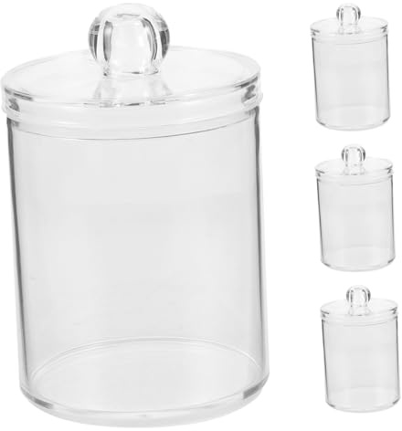SOPOTUTU 4piezas Cajas De Almacenamiento De Maquillaje Con Tapa Organizadores De Baño Para Encimera Dispensador De Hisopos De Algodón De Frascos Transparentes Para Baño y Dormitorio