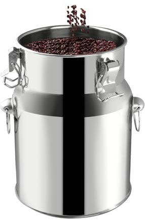 AIZYR Bidone del Latte Brocca per Latte in Acciaio Inox, Secchio per Il Trasporto del Latte con Sigillo Barile per Olio con Coperchio Contenitore per Liquidi per Latte, Olio E Vino,5L