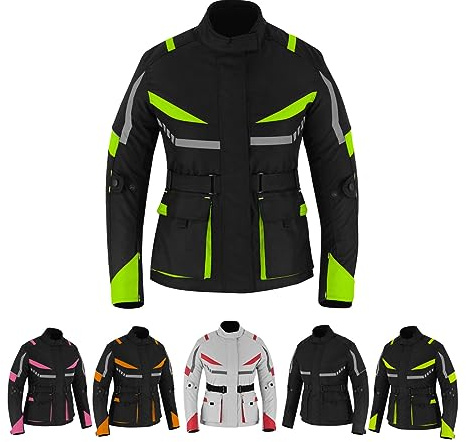 Hive Moto Womens Motorcycle Biker Jacket Ladies Waterproof Cordura Coat Motorbike CE Armour Girls Motocross Vest (US, Alpha, Medium, Regular, Regular, Green)