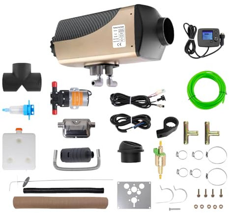 zhongqianji Standheizung Diesel 7kW 12V，Dieselheizung mit Luftfahrt-Stecker, Wasser-Luft-Heizung,Heizung Diesel Mit LCD Anzeige,Auto Standheizung für Wohnmobil Wassertankheizung,LKW Motorvorwärmung