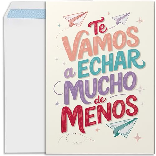 Cheerset Tarjeta despedida compañero trabajo grande A4 con sobre. Detalles compañeros de trabajo tarjeta regalo despedida (Despedida 3)