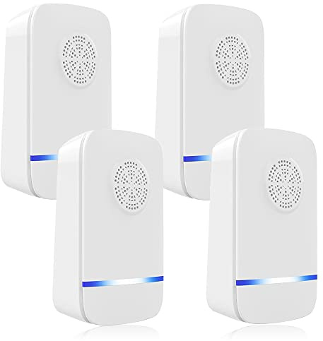 Répulsif antiparasitaire à ultrasons, pièges à souris anti-insectes électroniques 4 paquets pour l'intérieur, plug-in répulsif contre les moustiques et les araignées, répulsif efficace contre les rats