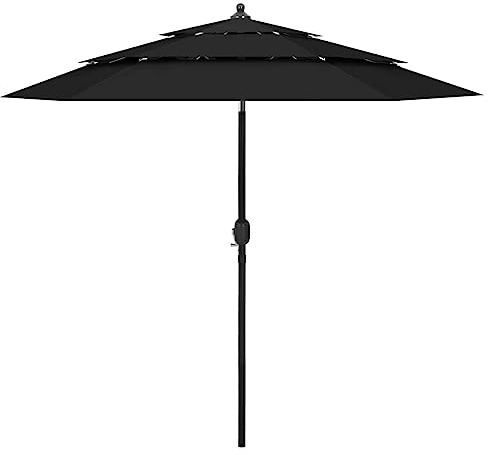 Générique Parasol de Jardin à 3 Niveaux avec mât en Aluminium Noir 2,5 m,Maison & Jardin,Pelouses & Jardins,Vie en extérieur,Parasols & voiles d'ombrage,Noir,4.25 KG,313866