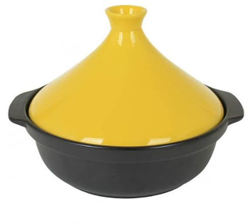 Mini pentola marocchina in ceramica for tajine, piccola, ideale for cucinare, brasare e come pentola a cottura lenta sui fornelli, verde(Giallo,Big)