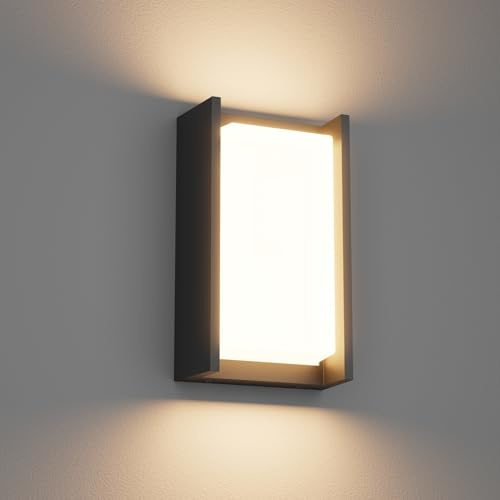 Klighten LED Außenwandleuchte 24W 3000K Wandleuchte IP65 außenlampe Schwarz | LED außenlampe, IP65 aussenlampe wand, Aluminium+PC, aussenleuchten hauswand, terassenlampe außen wand balkon