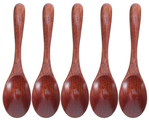 PRETYZOOM Cucharas De Madera Japonesas 5 Piezas Mango Largo | Mango Largo, Acabado Con Laca Tradicional, Madera MarróN, Uso VersáTil, FáCil Limpieza