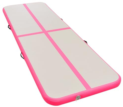 vidaXL Gymnastikmatte mit Luftpumpe Turnmatte Tumbling Matte Tranningsmatte Fitnessmatte Zuhause Outdoor Yoga 4 m PVC Rosa Aufblasbar Tragbar