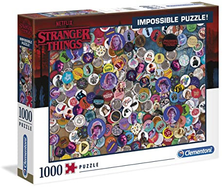 Clementoni 39528 Impossible Puzzle Stranger Things – Puzzle 1000 Teile ab 9 Jahren, Erwachsenenpuzzle mit Wimmelbild, herausforderndes Geschicklichkeitsspiel für die ganze Familie