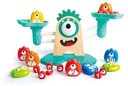 Hape Monster Math Scale | Educational Wooden Toy | Maths & Scales Toy | Introduction to Arithmetic | For 3 Years +