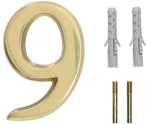 KOTARBAU® 3D Hausnummer Ziffer 9 aus Messing 10 cm Türnummer für Häuser, Siedlungen, Hotels, Wohnungen 100% Messing