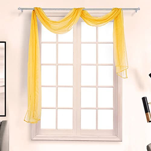 ZOYIEP 2/3 Stück Querbehang Transparente,Freihanddeko Gardinen Voile Deko Transparentem Vorhäng für Hochzeit Wohnzimmer Fenster Deko (Gelb,90x500cm)