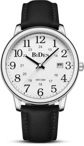 HANPOSH Montre Homme Bracelets en Cuir avec Grand Cadran numérique, faciles à Lire, Montres à Quartz étanches Montres pour Hommes ou Femmes