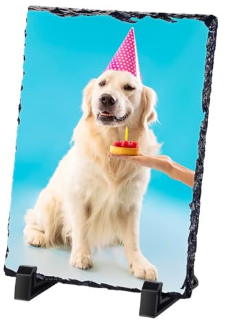 Pietre commemorative per animali domestici per cani, Cornice personalizzata in ardesia roccia, Targhe commemorative per cani, Cornice commemorativa personalizzata con foto e testo, Cornice in pietra