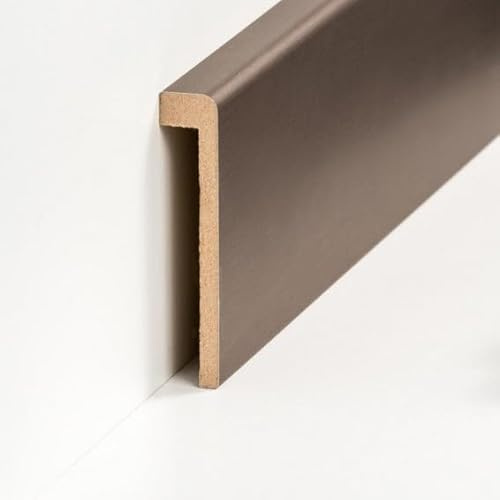 Fliesenabdeckleiste Bis 85 mm Höhe 19 x 96 x 2500 mm MDF-Kern foliert Braun zum Kleben, Schrauben & Nageln Abdeckleiste für Fliesensockel by PROVISTON 2.5 Meter | 1 Stück