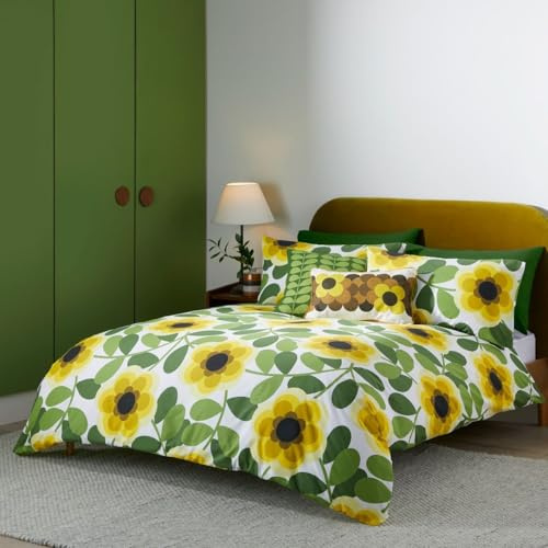 Orla Kiely sängkläder – gigantisk vattenlilja 100 % bomull påslakanset – citron twist (enkel (137 cm x 200 cm)