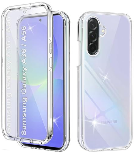 Yutwo Coque pour Samsang A36/A56 5G Antichoc Housse pour Coque avec Protège-écran 360 Full Body Protection Etui Robuste Double Face Transparent TPU Case Coque pour Samsung Galaxy A36/A56 5G, Clear