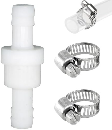 Backventil tvättmaskin, backflödesskydd, Y styck tvättmaskinstork, Alriedy 10 mm Inline backventil med 2 slangklämmor, för vatten flytande luft, bränsle gas