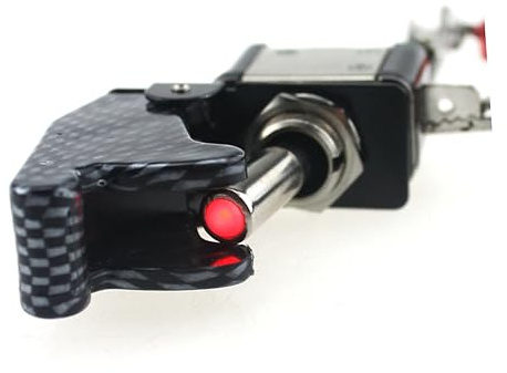 TOPBATHY 12V Interruttore Accensione Con Luce LED e Copertura Protettiva Per Veicoli Navi e Yacht Nero