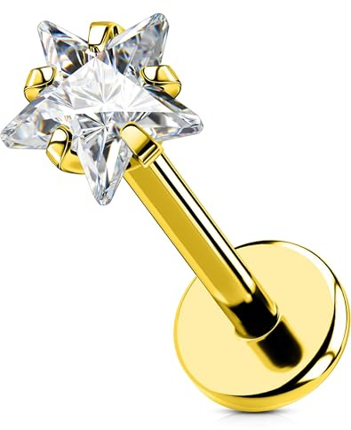 OUFER Kroppspiercing titan 18 G/16 g labret dubbar läppstift medusa piercing trådlösa labret stänger tryck in brosk helix tragus piercing smycken platt baksida örhänge 6 mm 8 mm för kvinnor män, 16G
