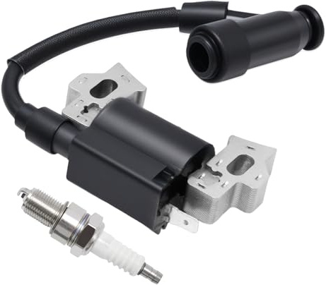Ollanoos Zündspule mit Zündkerze, Rasenmäher Zündspule Modul Zündkerze Kit, Ersatz für Einhell GC-PM 46/4 S Rasenmäher