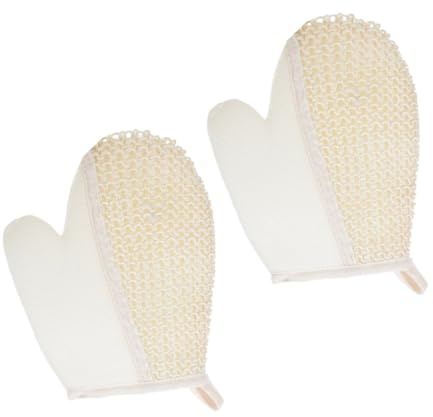BATHVEVE Exfoliating Sisal Shower Gloves 2pcs Set Waterproof Bath Scrub Mitts for Body Dead Skin Removal Spa Shower Gloves for Adults and Kids