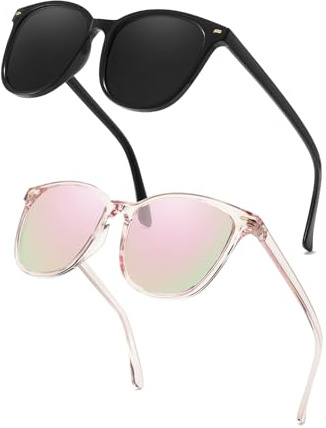 LVIOE 2 Stück Sonnenbrillen für Damen mit UV-Schutz und Polarisations Gläsern für Outdoor-Aktivitäten
